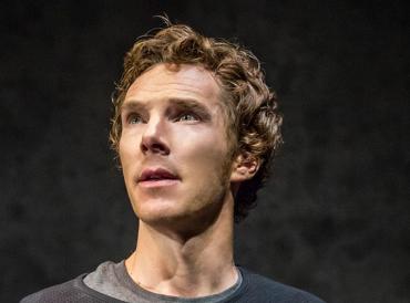 Production shot of Benedict Cumberbatch in National Theatre's 2015 production of Hamlet