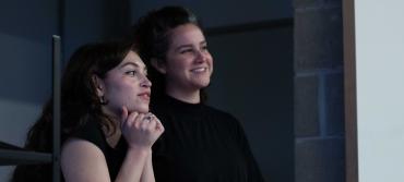 Two students in rehearsals for Swive