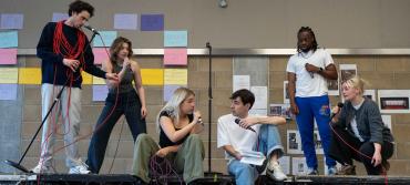 Students during rehearsals for Cyrano de Bergerac (Crimp)
