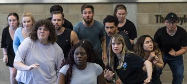 The cast in rehearsals for Into The Woods